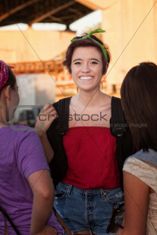 Overjoyed Young Teen with Friends