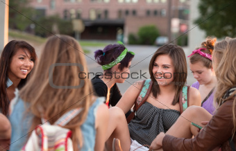 Young Woman Laughing with Friends