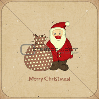 Christmas cards with cartoon Santa and gift