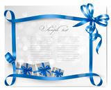 Holiday background with gift bow with gift boxes  Vector