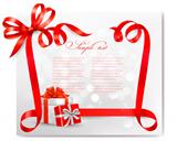 Holiday background with gift bow with gift boxes  Vector