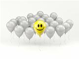Happy smiling air balloon on white background