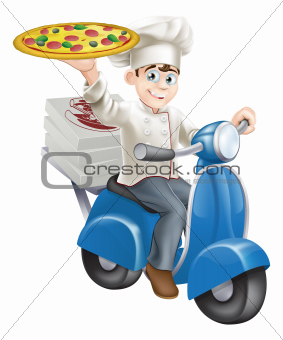 Pizza chef moped delivery