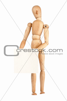 Wooden dummy holding paper