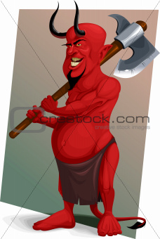 vector red demon with axe