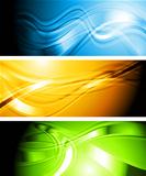 Set of vibrant wavy banners