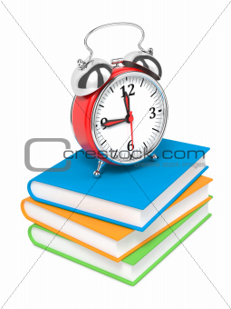 Alarm Clock on Pile of Books