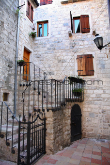 Backstreet in old town of Kotor, Montenegro