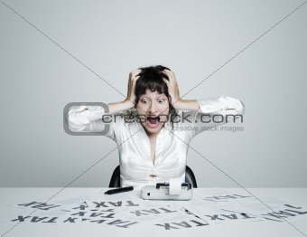 Woman frightened by taxes
