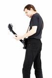 Rock musician on white background