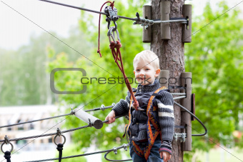 little boy at a canopy tour