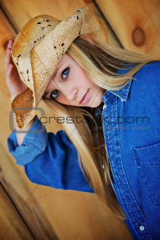 Blond Model with Cowboy Hat