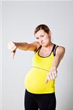 Pregnant woman thumbs down