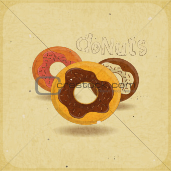 Donuts on vintage background