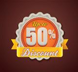 Vector up to 50% discount badge