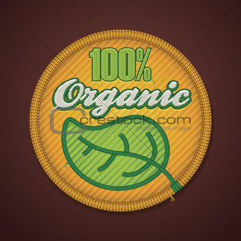 Vector 100% organic fabric badge