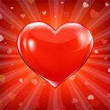 Red Heart And Background With Beams