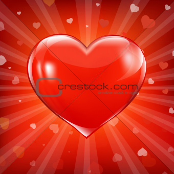 Red Heart And Background With Beams