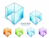 Glass note paper containers. Vector icon set