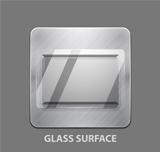 Metal app button with glass surface
