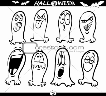 Halloween Ghosts Emoticons for Coloring