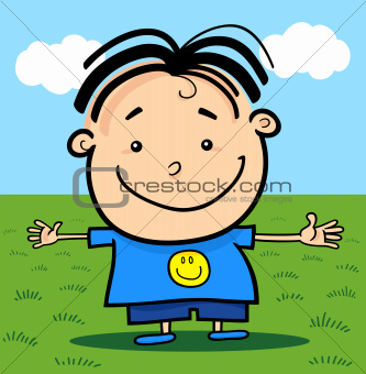 Cartoon Cute Little Happy Boy