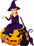Halloween Witch on pumpkin