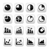 Chart graph black buttons set for infographics