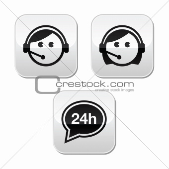 Customer service agents buttons set