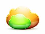 Orange and green space cloud icon