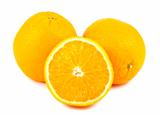 Sliced and whole orange fruits