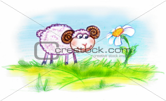 Lamb and flower