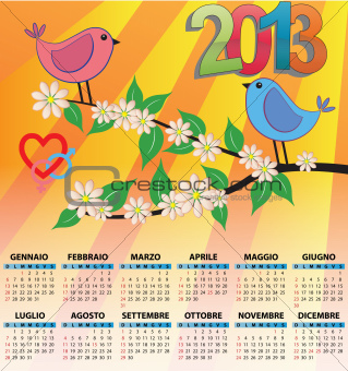 2013 bird calendar italian