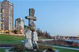 Inukshuk Stone Sculpture on Sunset Beach Vancouver BC