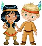 Indian Boy And Girl Holding Hands For Thanksgiving