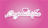 Congratulations lettering in pink colour