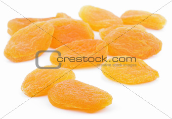 Dried apricot fruits on white