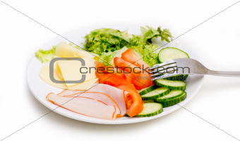 Plate with healty food on