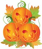 Trio of Carved Halloween Pumpkins Illustration