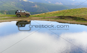 vehicle for extreme terrain near a lake