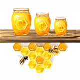 Glass jar and honey