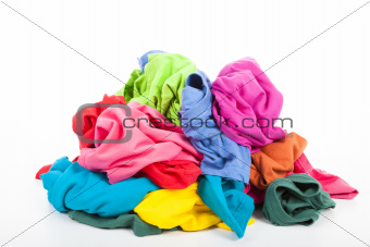 a pile of colorful clothes