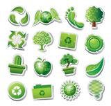 Set of green ecological or environmental icons