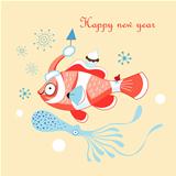 Christmas card with a fish