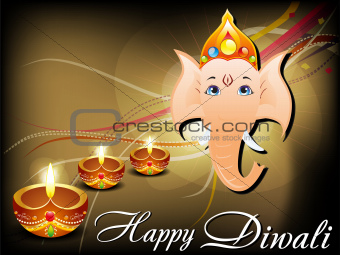 abstract diwali card with ganesh ji