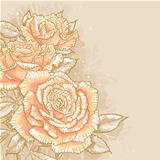 Pink roses on toned background