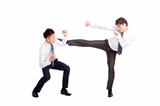 two asian businessman fighting 