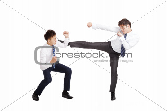 two asian businessman fighting 