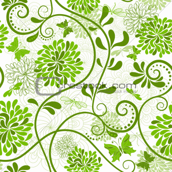 Green-white floral pattern