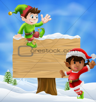 Christmas Elves and Sign